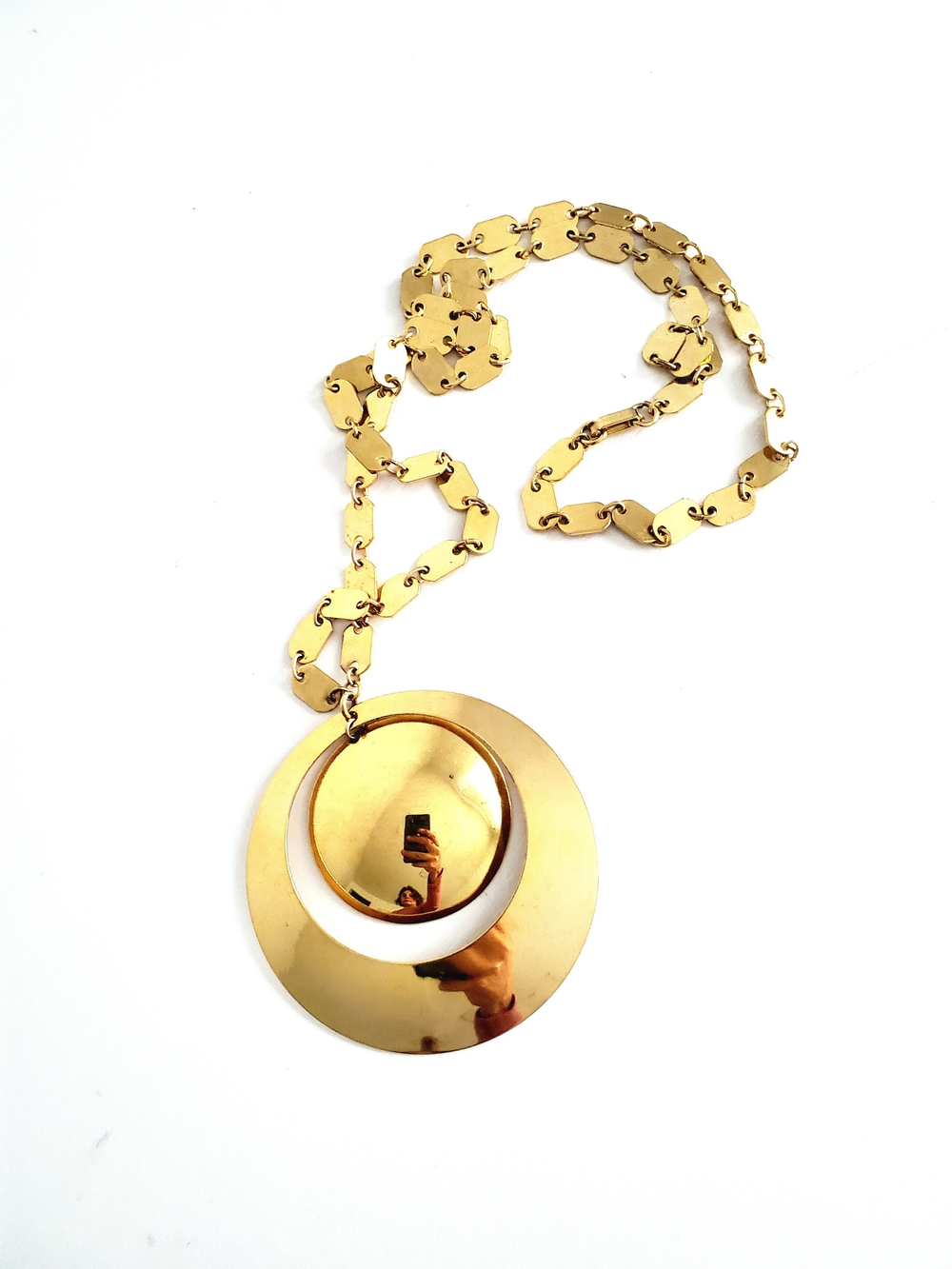 Gold Double Disc Statement Necklace - Women Jewelry